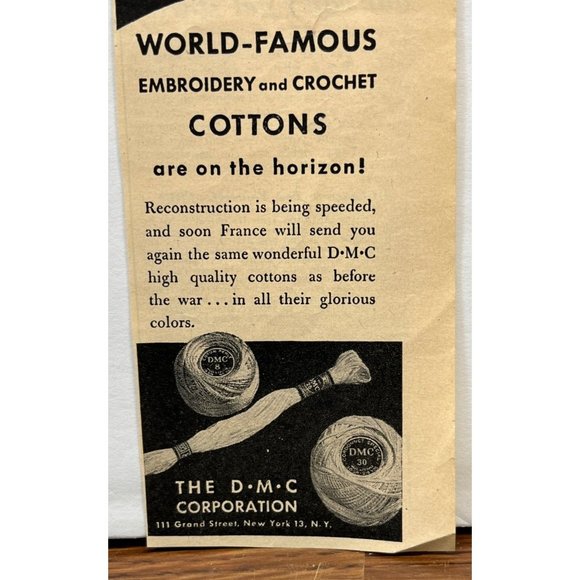 DMC Floss Embroidery and Crochet Cottons 1930s Vintage Print Ad Sewing - Picture 4 of 4